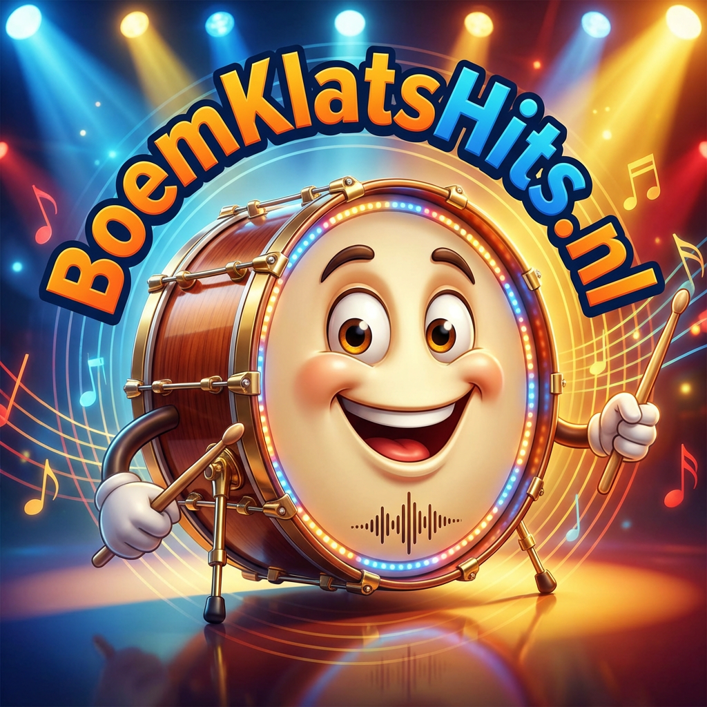 BoemKlatsHits logo — trommel met confetti